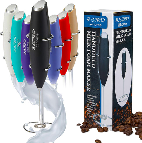 Bistro@Home Milk Frother Handheld, Frother for Coffee Drink Mixer Milk Foamer, Milk Frothers (Black)...