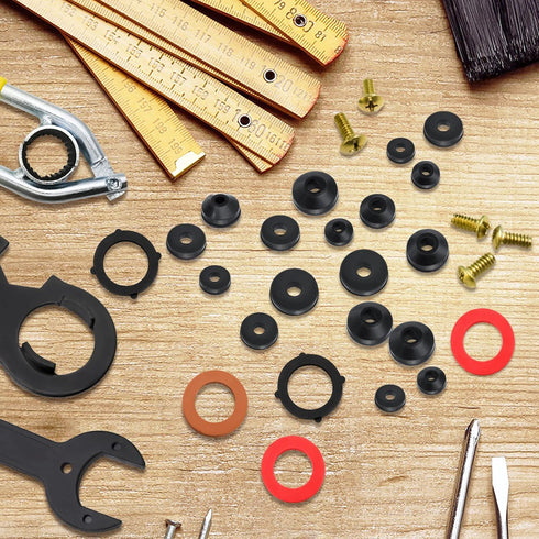 32 Size 258 PC Faucet and Plumbing Rubber Washers Assortment Kit for Assorted Garden Hose Valve Spigot Adapter Splitter Outdoor Faucet Bibb Shower...