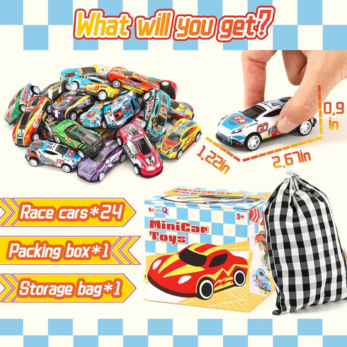 Toy Cars for Kids, 24Pcs Race Cars Pull Back Cars Playsets with Storage Bags,Party Favors Kids Prizes Fillers Bulk Gifts for Boys and Girls Car Ga...