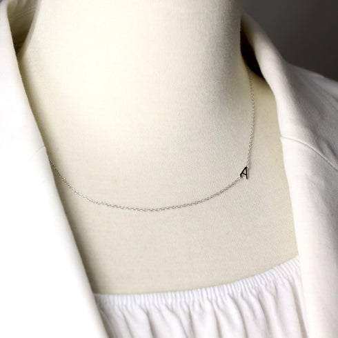 Sterling Silver Side Mini Initial Necklace...