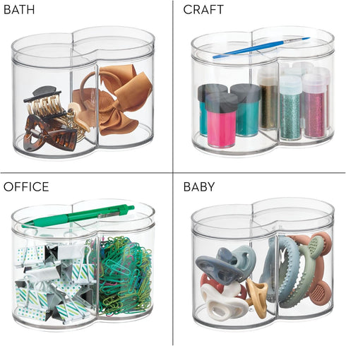 iDesign Round Plastic Canister Cosmetic Organizer with Top Tray Lid for Added Storage, The Clarity Collection – 6.12” x 3.62” x 4.35”, Clear...
