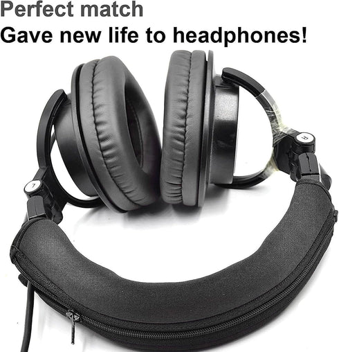 ATH M50X Headband Cover Replacement Headband Protector Compatible with Audio Technica M30 M40 M50 M50X M50S M40X M20X M30X Headphones (Black + No ...