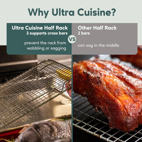 Ultra Cuisine Stainless Steel 8.5 x 12-inch Cooling and Baking Rack - Oven-Safe - Dishwasher-Safe - Heavy Duty - Tight Wire Bake for Oven Cooking ...