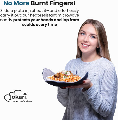 Jokari Microwave Plate Holder Cozy Heat Resistant Microwave Safe Plate Caddy Protects Hands from Hot Dishes Lap and Surface Protector for Leftover...