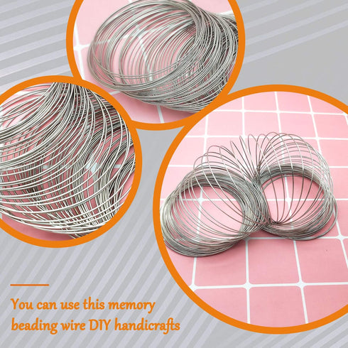 500 Loops Jewelry Wire Memory Beading Wire Steel Memory Wire Cuff Bangle Bracelet for Jewelry Making Supplies Art Creation Bracelet Necklace DIY C...
