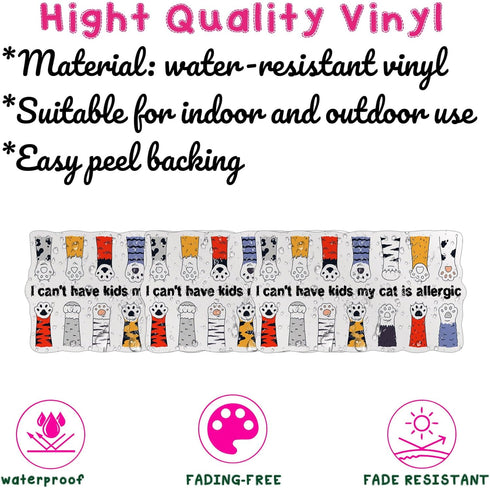 (3PCS) I Can't Have Kids My Cat is Allergic Sticker Funny Paw Cat Mom Sticker Gift for Cat Moms Lovers Gift 2" Die-Cut Waterproof Vinyl Sticker fo...