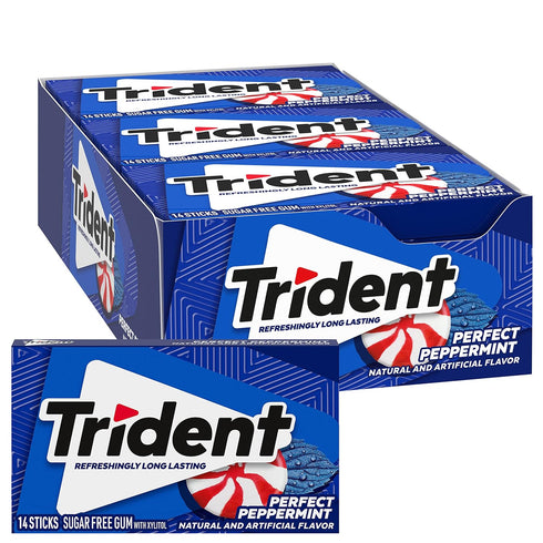 Trident Perfect Peppermint Sugar-Free Chewing Gum, 12 Packs of 14 Pieces (168 Total Pieces)...