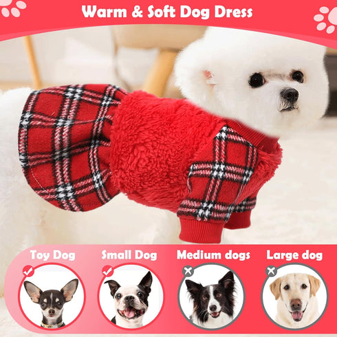 Dog Christmas Outfits Small Dog Christmas Sweater Dress Red Plaid Xmas Winter Dog Clothes Sweater for Small Dogs Girl Holiday Clothing Pet Apparel...