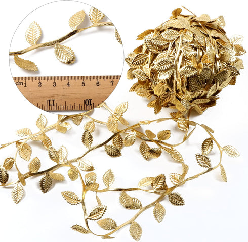 David accessories Gold Leaves Leaf Ribbon Trim Rope - 20 Yards - for DIY Craft Party Wedding Home Decoration(Gold)...
