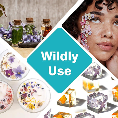 Resiners 100Pcs Dried Pressed Flowers for Resin Molds, Purple Real Pressed Flowers Dry Leaves Kit for Art Crafts Resin Jewelry Making Scrapbook Su...