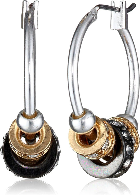 Nine West "High Stakes" Multi-Tone Petite Slider Hoop Earrings...