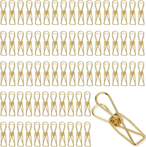 100 Pcs Paper Clips Metal Wire Hollow Out Clips Multi Purpose Utility Clips Invoice Bill Paper Clips Stainless Steel Hanging Clothes Pins for Scho...