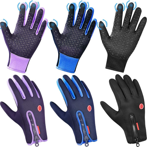 3 Pairs Outdoor Winter Touchscreen Gloves Windproof Waterproof Gloves Thermal Glove for Running Hiking Climbing for Men Women...