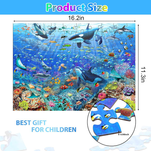 Puzzles for Kids Ages 4-8 6-8 8-10 Year Old - Underwater Scene - 100 Pieces Jigsaw Puzzle for Kids Learning Educational Puzzles for Boys Girls (wi...