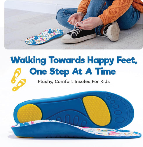 Kids Orthotic Soft Cushioning Arch Support Shoe Insoles, Children Inserts for Flat feet, Plantar Fasciitis, Feet Heel Pain Relief - Better Posture...