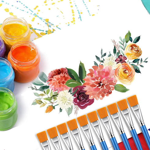 10 Pcs Flat Paint Brushes for Acrylic Painting, 1 Inch Art Paint Brushes Artist Painting Brush for Acrylic Watercolor Oil Detail Painting...