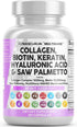 Collagen Pills 1000mg Biotin 10000mcg Keratin Saw Palmetto 2500mg Hyaluronic Acid - Hair Skin and Nails Vitamins and DHT Blocker with Vitamin E Fo...