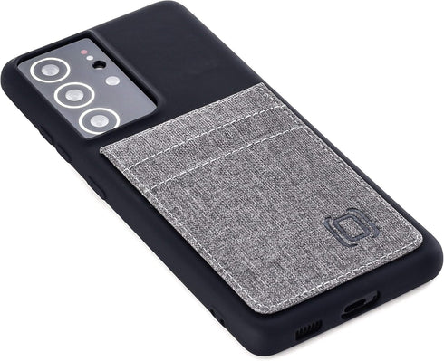 Dockem Wallet Case for Galaxy S21 Ultra: Hidden Metal Plate for Magnetic Mounting with Canvas Style Synthetic Leather, 2 Card Holder Slots: Luxe M...