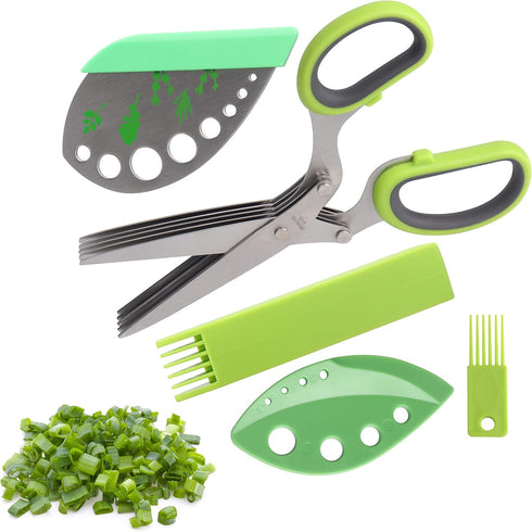 3 Packs Herb Scissors Set - 5 Blades Herb Scissors with Herb Stripper, 2 Packs Herb Stripper Tools with Safe Cover, Cool Kitchen Gadgets for Cutti...