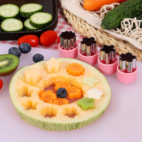 Vegetable Cutter Shapes Set Mini Sizes Cookie Cutters Set Fruit Cookie Pastry Stamps Mold Food Decorative Kids Baking and Food Supplement Tools (2...