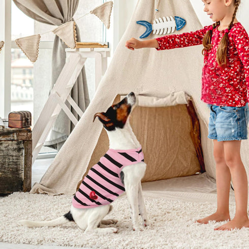 Queenmore Dogs Cats Cotton Vest,Dog Striped T-Shirt,Soft Cool TShirts Sleeveless Stripe Vests for Small Medium and Large Dogs&Cats...