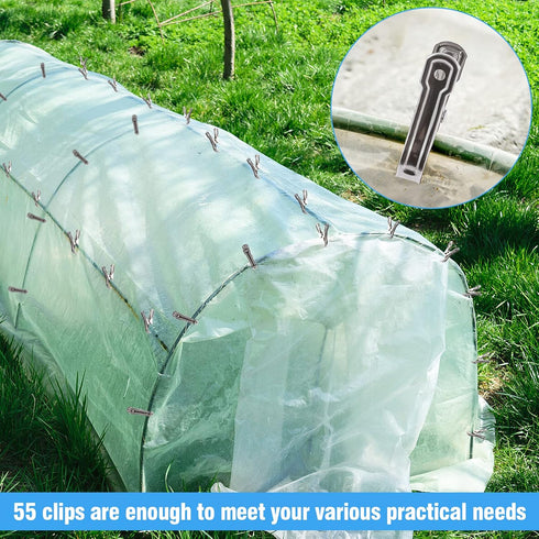 55pcs Garden Clips - 1in Large Open Stainless Steel Greenhouse Clips, Hoops Clamps for Shade Cloth Film Plant Netting, Grip Strong Heavy Duty Meta...