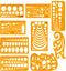 KESAPLAN 9 PCS Geometric Drawings Templates, Drafting Stencils Measuring Tools, Plastic Clear Orange Multi-Function Measuring Rulers with French C...