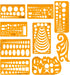 KESAPLAN 9 PCS Geometric Drawings Templates, Drafting Stencils Measuring Tools, Plastic Clear Orange Multi-Function Measuring Rulers with French C...