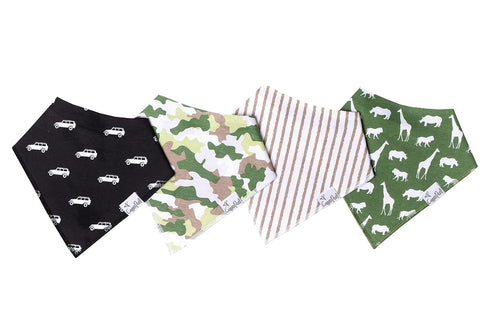 Copper Pearl Baby Bandana Drool Bibs for Drooling and Teething 4 Pack Gift Set for Boys “Safari Set...