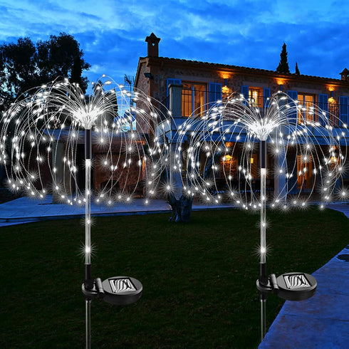 NMM Solar Fireworks Lights, 2 Pack 120 LED Copper Wire Waterproof Outdoor Solar Garden Lights, 2 Lighting Modes Stake Landscape Light for Lawn, Ya...
