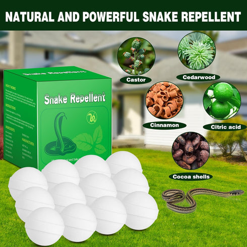 12 Packs Powerful Snake Repellent for Yard, Natural Repellent Balls for Snake Outdoor Camping Fishing, Snake Away Repellent to Keep Snakes Rats Aw...
