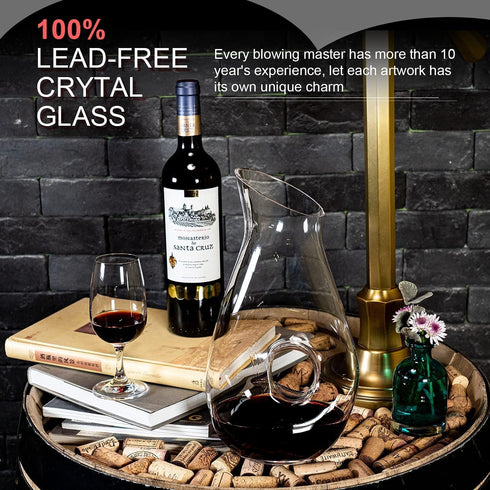 Hollow Circle Wine Decanter - Decant with Elegance, 1500 ml lead-Free Crystal Clear Glass Red Wine Decanter Juice Container Wine Decanters and Car...