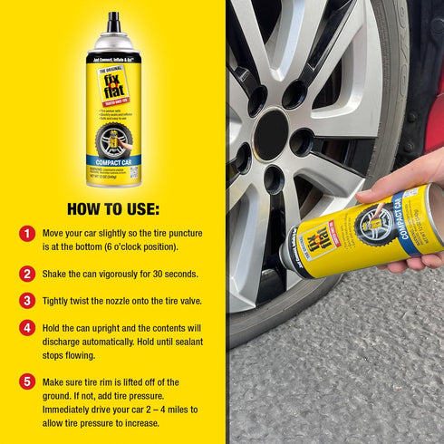 Fix-A-Flat S60410 Aerosol Emergency Flat Tire Repair and Inflator, for Compact Tires, Eco-Friendly Formula, Universal Fit for All Compact Cars, 12...