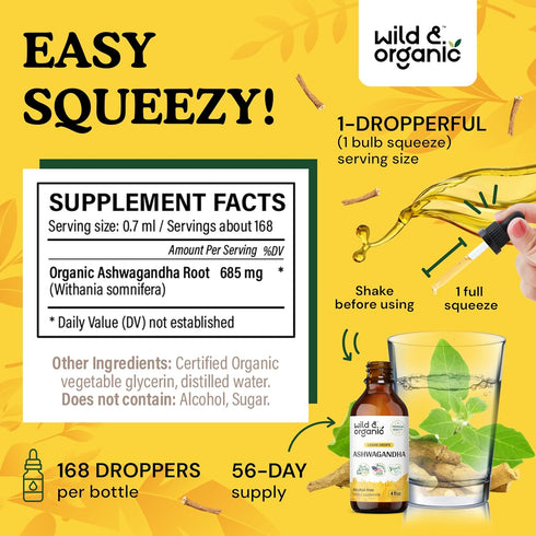 Ashwagandha Drops - Mood Support Supplement w/Organic Ashwagandha Root - Ashwagandha Liquid Drops for Calm Mind - Liquid Ashwagandha Supplements -...