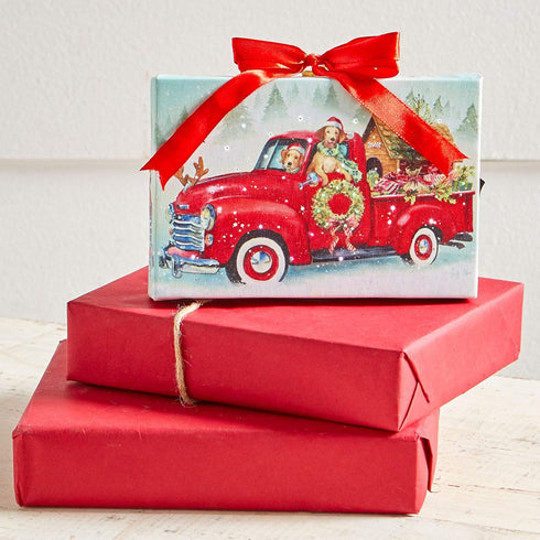 RAZ Imports Tabletop LED Lighted Print Ornament with Easel - Dogs Driving A Red Truck - 6 Inch...