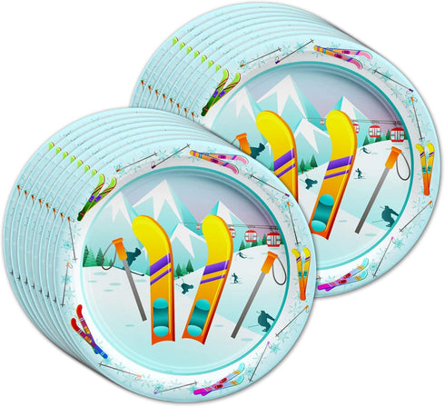 Skiing Birthday Party Supplies Set Plates Napkins Cups Tableware Kit for 16...