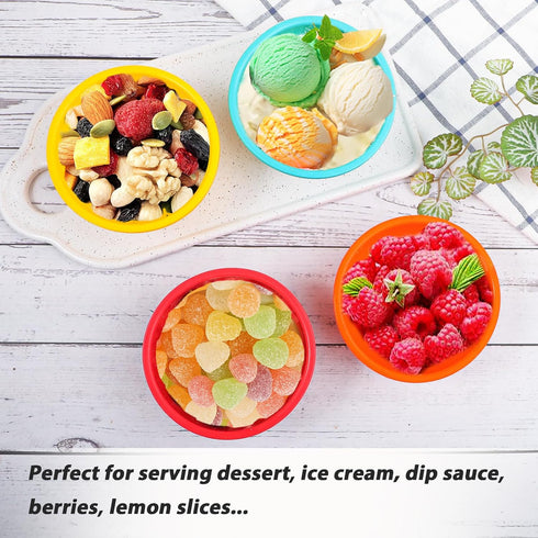 Webake Small Silicone Bowls, 4 Pack 8oz Prep Bowls Unbreakable Ice Cream Snack Bowls Side Dishes Small Bowls for Dipping Prep Dessert Serving, Ove...