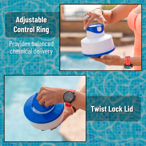 Pool Chlorine Floater, Collapsible, Chlorine Tablet Floater, Chlorine Floater 3 Inch Tablets, Floating Chlorine Dispenser for Pool, Pool Tablet Fl...