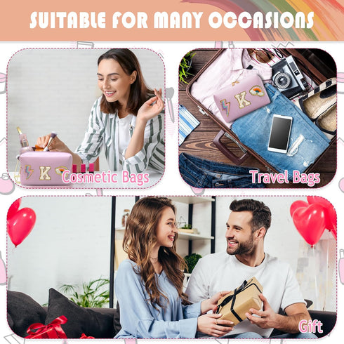 Makeup Bag Preppy Cosmetic Pouch, Monogram Initial Pink Cute Skincare Travel Make up Organizer, Waterproof PU Preppy Case Brithday Gift for Daught...