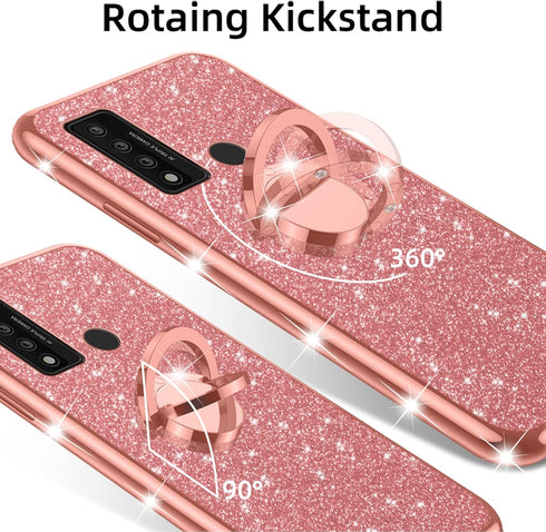 nancheng Case for TCL 20 XE 6.5-inch (Not Fit 20 SE), Case for TCL 20 XE Cute Girls Women Glitter Luxury Soft Silicone Clear Cover with Stand Shoc...