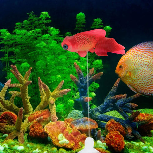Silicone Artificial Fish Aquarium Decortion High Simulation Lifelike Floating Fake Betta Fish Tank Ornament (Red Goldfish)...