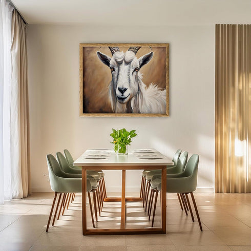Posterizer 1 pcs- White goat with a brown background-Art for Animal Lovers-Landscape & Nature Art- Gift for Men Women Entrepreneur Teens-Decor for...