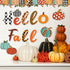 Whaline 83Pcs Hello Fall Bulletin Board Kit Pumpkin Bulletin Board Set Plaid Leopard Pumpkin Decoration Border Cutout with Glue Points for Fall Ha...