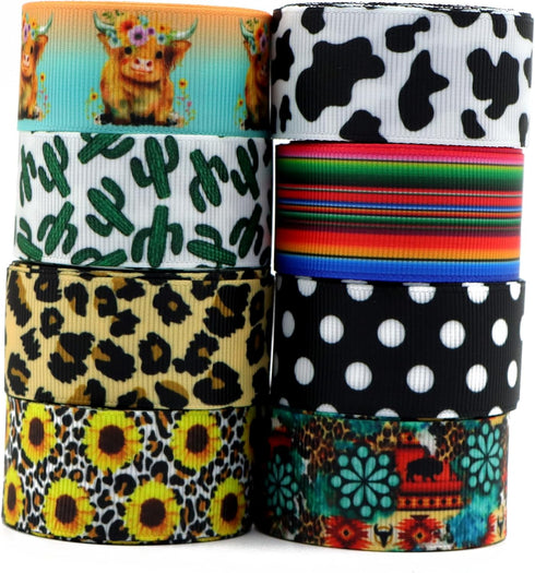 David accessories Leaves Grosgrain Ribbon Tape 1" Wide x 40 Yards Total-8 Rolls 5 Yards for DIY Handmade Hair Bow Headwear Wedding Festival Home P...