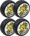 4Pcs 2.59in Rubber Tires & 12mm Hex Plastic Wheel Rims Set 14-Spoke w/Foam Compatible with Traxxas Kyosho HPI Tamiya Associated 1/10 RC On-Road To...