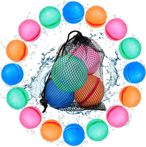 Glimzify12 Pcs Magnetic Reusable Water Balloons Quick Fill Toys for Toddlers Outdoor Pool Toys, Self Sealing Splash Ball Water Bomb Silicone Refil...
