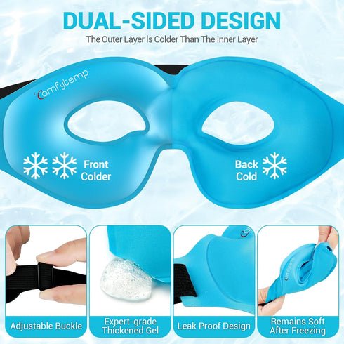 Comfytemp Cold Gel Eye Mask, Cooling Eye Ice Pack for Puffiness, Reusable Cold Compress Sleeping Mask for Puffy Eye, Dry Eyes, Sinus, Dark Circles...