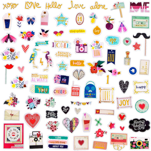 FaCraft Scrapbooking Supplies Ephemera Die Cuts Stickers (95 pcs Love)...