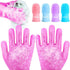Dog Bath Gloves with 4Pack Dog Toothbrush, Dog Grooming Kit, Dog Finger Toothbrush for Small Breed, Medium Large Dogs, Silicone Dog Washing Gloves...
