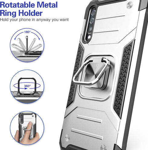 for Galaxy A50 Case with Screen Protector,Hybrid Drop Test Slim Fit Cover with Car Mount Kickstand Slim Fit Protective Phone Case for Galaxy A50/A...